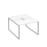 А4 С4 173 БП (Белый премиум/Серый) Рабочая станция на каркасе QUATTRO столы 2х120