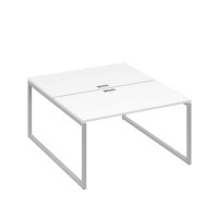 А4 С4 177 БП (Белый премиум/Серый) Рабочая станция на каркасе QUATTRO столы 2х140