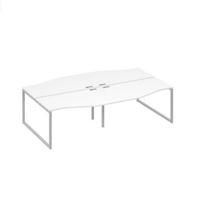 А4 С4 190-2 БП (Белый премиум/Серый) Рабочая станция 4х140 столы Техно каркас QUATTRO