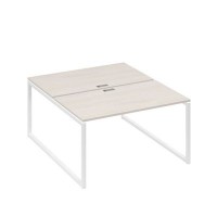 А4 Б4 177 ДШ (Дуб шамони/Белый) Рабочая станция на каркасе QUATTRO столы 2х140