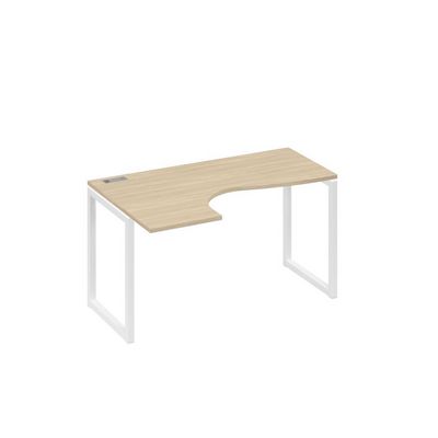А4 Б4 033 ДК (Дуб скандинавский/Белый) Стол эргономичный левый "Классика" на металлокаркасе QUATTRO