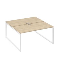 А4 Б4 178 ДК (Дуб скандинавский/Белый) Рабочая станция на каркасе QUATTRO столы 2х160