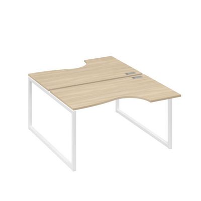 А4 Б4 184 ДК (Дуб скандинавский/Белый) Рабочая станция опоры QUATTRO столы 2х140 Классика