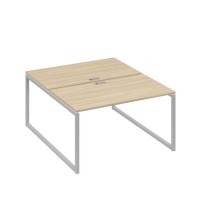 А4 С4 177 ДК (Дуб скандинавский/Серый) Рабочая станция на каркасе QUATTRO столы 2х140