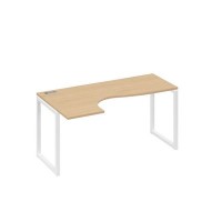 А4 Б4 035 НД (Натуральный дуб/Белый) Стол эргономичный левый "Классика" на металлокаркасе QUATTRO