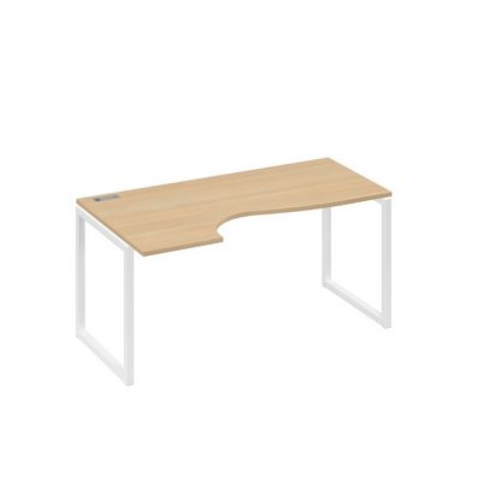 А4 Б4 045 НД Стол эргономичный левый "Классика" на металлокаркасе QUATTRO, натуральный дуб, белый