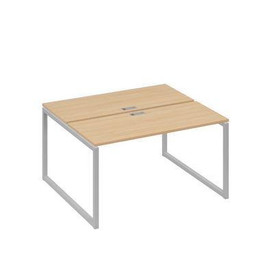 А4 С4 171 НД (Натуральный дуб/Серый) Рабочая станция на каркасе QUATTRO столы 2х140