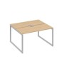А4 С4 171 НД (Натуральный дуб/Серый) Рабочая станция на каркасе QUATTRO столы 2х140