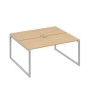 А4 С4 175 НД (Натуральный дуб/Серый) Рабочая станция на каркасе QUATTRO столы 2х160