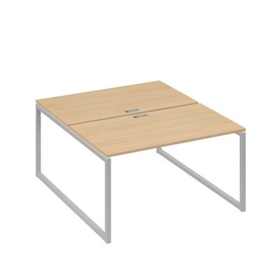 А4 С4 177 НД (Натуральный дуб/Серый) Рабочая станция на каркасе QUATTRO столы 2х140