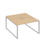 А4 С4 177 НД (Натуральный дуб/Серый) Рабочая станция на каркасе QUATTRO столы 2х140