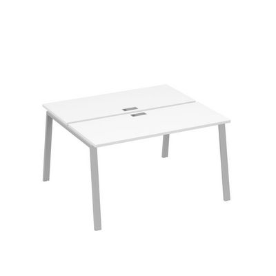 А4 С3 171 БП (Белый премиум/Серый) Рабочая станция на каркасе TRE столы 2х140