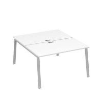 А4 С3 177 БП (Белый премиум/Серый) Рабочая станция на каркасе TRE столы 2х140