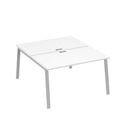 А4 С3 177 БП (Белый премиум/Серый) Рабочая станция на каркасе TRE столы 2х140