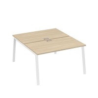 А4 Б3 177 ДК (Дуб скандинавский/Белый) Рабочая станция на каркасе TRE столы 2х140