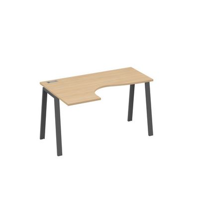 А4 А3 033 НД (Натуральный дуб/Антрацит) Стол эргономичный левый "Классика" на металлокаркасе TRE