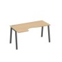 А4 А3 045 НД (Натуральный дуб/Антрацит) Стол эргономичный левый "Классика" на металлокаркасе TRE