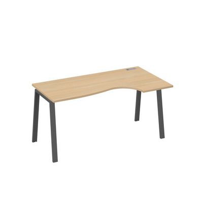 А4 А3 046 НД (Натуральный дуб/Антрацит) Стол эргономичный правый "Классика" на металлокаркасе TRE
