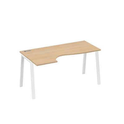 А4 Б3 045 НД (Натуральный дуб/Белый) Стол эргономичный левый "Классика" на металлокаркасе TRE