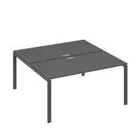 А4 А1 178 АР (Антрацит премиум/Антрацит) Рабочая станция на каркасе UNO столы 2х160