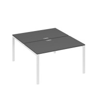 А4 Б1 177 АР (Антрацит премиум/Белый) Рабочая станция на каркасе UNO столы 2х140