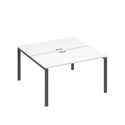 А4 А1 174 БП (Белый премиум/Антрацит) Рабочая станция на каркасе UNO столы 2х140
