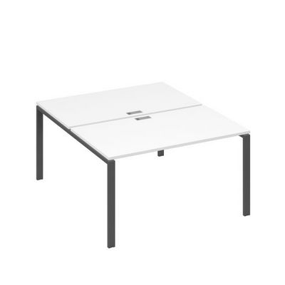 А4 А1 177 БП (Белый премиум/Антрацит) Рабочая станция на каркасе UNO столы 2х140