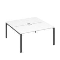 А4 А1 178 БП (Белый премиум/Антрацит) Рабочая станция на каркасе UNO столы 2х160