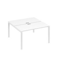 А4 Б1 174 БП (Белый премиум/Белый) Рабочая станция на каркасе UNO столы 2х140