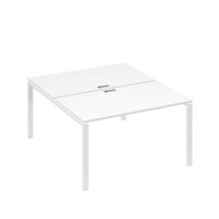 А4 Б1 177 БП (Белый премиум/Белый) Рабочая станция на каркасе UNO столы 2х140