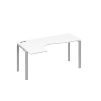 А4 С1 035 БП (Белый премиум/Серый) Стол эргономичный левый "Классика" на металлокаркасе UNO