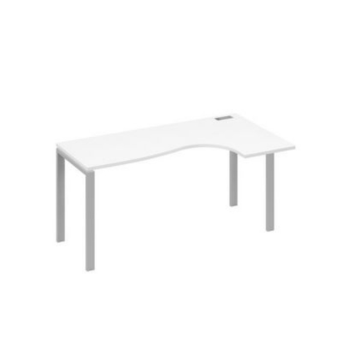 А4 С1 036 БП Стол эргономичный правый "Классика" на металлокаркасе UNO, белый премиум ЛДСП, металл серый