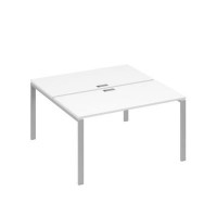 А4 С1 174 БП (Белый премиум/Серый) Рабочая станция на каркасе UNO столы 2х140