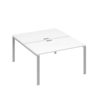 А4 С1 177 БП (Белый премиум/Серый) Рабочая станция на каркасе UNO столы 2х140