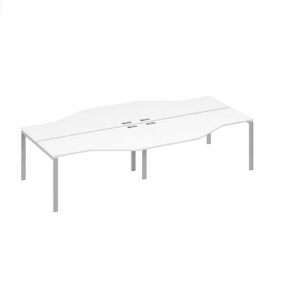 А4 С1 191-2 БП (Белый премиум/Серый) Рабочая станция 4х160 столы Техно каркас UNO