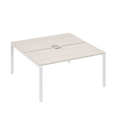 А4 Б1 178 ДШ (Дуб шамони/Белый) Рабочая станция на каркасе UNO столы 2х160