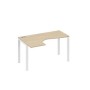 А4 Б1 033 ДК (Дуб скандинавский/Белый) Стол эргономичный левый "Классика" на металлокаркасе UNO