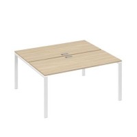 А4 Б1 175 ДК (Дуб скандинавский/Белый) Рабочая станция на каркасе UNO столы 2х160