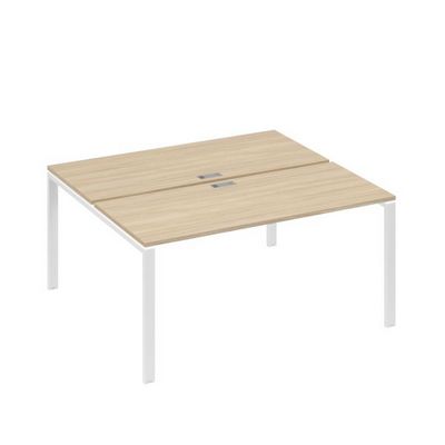А4 Б1 175 ДК (Дуб скандинавский/Белый) Рабочая станция на каркасе UNO столы 2х160