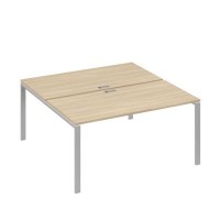 А4 С1 178 ДК (Дуб скандинавский/Серый) Рабочая станция на каркасе UNO столы 2х160