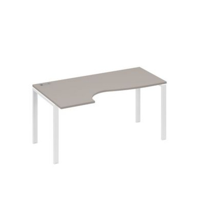 А4 Б1 045 МП Стол эргономичный левый "Классика" на металлокаркасе UNO, цвет ЛДСП мокко премиум, металл белый