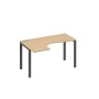 А4 А1 033 НД (Натуральный дуб/Антрацит) Стол эргономичный левый "Классика" на металлокаркасе UNO