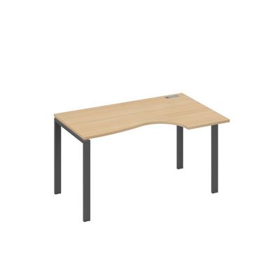 А4 А1 044 НД (Натуральный дуб/Антрацит) Стол эргономичный правый "Классика" на металлокаркасе UNO