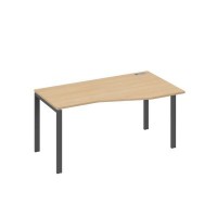 А4 А1 066 НД (Натуральный дуб/Антрацит) Стол эргономичный правый "Техно" на металлокаркасе UNO