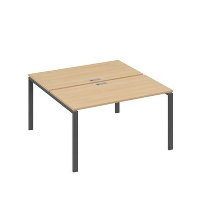 А4 А1 174 НД (Натуральный дуб/Антрацит) Рабочая станция на каркасе UNO столы 2х140