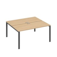 А4 А1 175 НД (Натуральный дуб/Антрацит) Рабочая станция на каркасе UNO столы 2х160