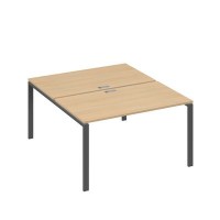 А4 А1 177 НД (Натуральный дуб/Антрацит) Рабочая станция на каркасе UNO столы 2х140