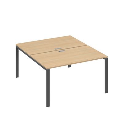 А4 А1 177 НД (Натуральный дуб/Антрацит) Рабочая станция на каркасе UNO столы 2х140