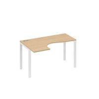 А4 Б1 033 НД (Натуральный дуб/Белый) Стол эргономичный левый "Классика" на металлокаркасе UNO