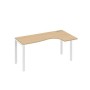 А4 Б1 036 НД (Натуральный дуб/Белый) Стол эргономичный правый "Классика" на металлокаркасе UNO